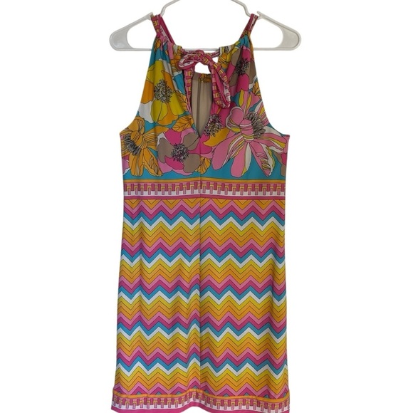 Trina Turk Pink and Yellow Halter Sundress Mini - Picture 7 of 13
